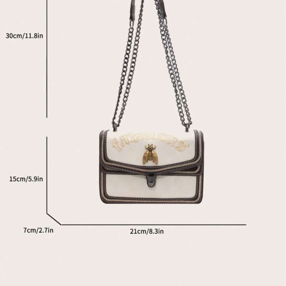 White "Fabulous" Bee Cross-body Bag 8.5x5.5x3 - Picture 2 of 9